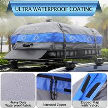 Bolsa de transporte de carga de servicio pesado en el techo, Bolsa de coche 100% impermeable en el techo de 15 pies cúbicos, Apto para todos los coches con / sin estante, Incluye esterilla antideslizante, 8 ganchos de puerta, Bolsa de almacenamiento - 21 pies cúbicos - Ver 7