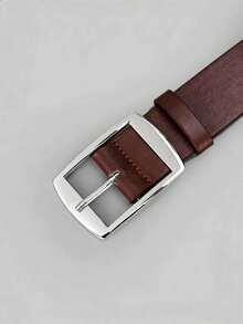 1pc White K-Shaped Buckle Versatile Men's Belt - Coffee Brown - View 4