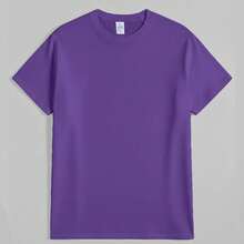 Women's Round Neck Short Sleeve Oversize Fit T-Shirt For Spring/Summer-Unisex Loose - Fit Comfortable Vintage Street - Style Cotton T - Shirt Top-Summer Casual Vintage Cotton Printed T-Shirts For Couples - 紫色 - 查看 13