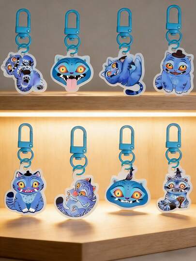 8件套可爱韩版少女恶魔造型钥匙扣挂件，粉丝朋友的理想礼物，包包和汽车装饰