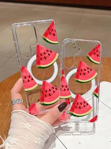 1个西瓜切片软边磁吸手机壳，抗氧化不泛黄，兼容 7/8/XR/11/12Pro/13Mini/14Plus/15/16/17Pro Max，Galaxy A05S/15/A16/A25/A26/A36/A54/A56，S21FE/S22Plus/S23Ultra/S24/S25Plus/S26Ultra - 無色 - 查看 2