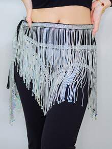 闪亮多层流苏腰带，波西米亚风亮片流苏腰链，适合肚皮舞、爵士舞、街舞 - 彩色 - 查看 13