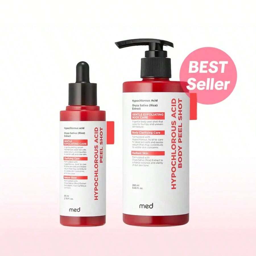 Hypochlorous Acid Rice Peel Shot Duo For Face & Body | Gentle Exfoliating Serum For Dead Skin Cells & Pore Care, Blackheads & Excess Sebum Control | Rice Extract, Hypochlorous, PanthenolSmoothing Care & Panthenol For Hydrating - 放 - 查看 1