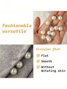 12pcs No-Sew Detachable Reusable Pearl Rivet Buttons, Suitable For Clothing Crafts, White Snap Buttons, Elegant DIY Fashion Accessory (12mm) - White - View 4