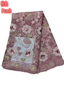 5码/1码优质非洲奢华亮片网纱蕾丝面料,法式蕾丝面料,适用于尼日利亚婚礼派对礼服 - A - 查看 31