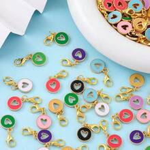 20pcs Mixed Color Enamel Happy Face Pendant With Alloy Lobster Clasp Keychain Bag Charm, Holiday Small Gift - Multicolor - View 5