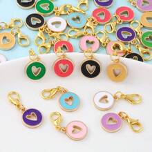20pcs Mixed Color Enamel Happy Face Pendant With Alloy Lobster Clasp Keychain Bag Charm, Holiday Small Gift - Multicolor - View 4