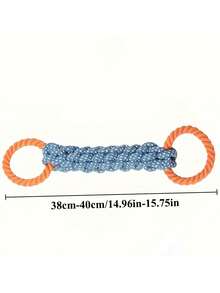 Durable Dog Tug Toy - With Dual Handles And Knots, Great For Aggressive Chewers, Cleans Teeth, Perfect For Tug-Of-War, Suitable For All Breeds (Orange/Blue) - Ideal For Puppy Chewing, Pet Dog Rope Toy, Chew Resistant, Teeth Cleaning, Interactive Training - Multicolor - View 3