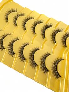 7 Pairs Natural Short False Eyelashes, Lightweight Fluffy Mink Fur Eyelash Set, Create Natural Fluffy Cat Eye Makeup Effect, Suitable For Makeup Artists And Beginners Daily Makeup - Black - View 5