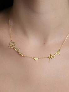 1 chiếc vòng cổ tình yêu đôi tên đơn giản và thời trang, làm bằng thép không gỉ, gồm vòng cổ vàng và bạc, quà tặng cho cặp song sinh, trang sức khắc tên theo yêu cầu, trang sức cá nhân hóa, vòng cổ nữ, trang sức đặt làm riêng, vòng cổ khắc tên, trang sức nữ, đồ tùy chỉnh, quà tặng Halloween, quà tặng Giáng sinh tùy chỉnh, quà tặng hoàn hảo, phù hợp để đeo hàng ngày. - Nhiều màu - Xem 4