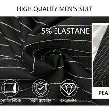 Men'S Premium Black Striped Double Breasted Suit With Lapel And Pants - Two-Piece Set For Prom And Parties - màu đen - Xem 3