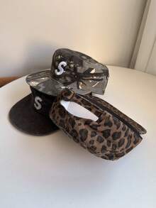 1顶男女通用H字母刺绣豹纹棒球帽，街头嘻哈帽，保暖防晒帽，格子平沿帽，休闲街头时尚百搭 - H - 查看 9