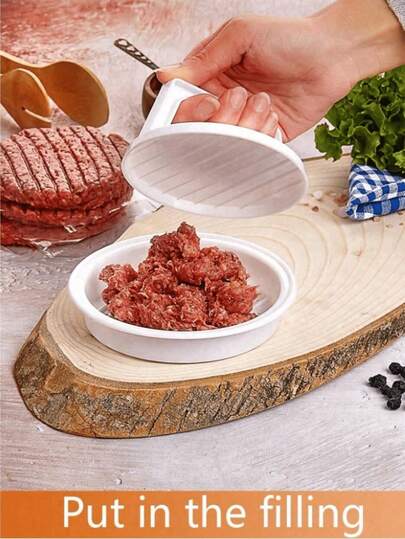 1 pieza Prensa de hamburguesa, Prensa de filete, Prensa de cheeseburger, Prensa de hamburguesa creativa, Prensa de hamburguesa antiadherente, Molde para hacer filetes de carne, queso, verduras, Máquina para hacer hamburguesas para picnic al aire libre, parrilla, barbacoa, utensilios de cocina, suministros de cocina, BBQ, cocina, artículos de cocina, alimentos, cocina, camping, carne, aves de corral, decoración de habitaciones, organizador, fiesta.