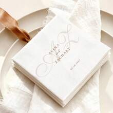 15–500 peças Guardanapos de Casamento Personalizados, Guardanapos de Festa Personalizados de 3 Camadas, Impressão Clara, Casamento, Festa de Aniversário, Chá de Noiva, Festa de Noivado, Guardanapos Descartáveis para Casal, Amante, Família, Guardanapos de Coquetel Personalizados, Presente Personalizado, Decoração de Evento - Branco - Ver 4