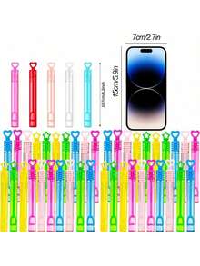 60/48/24 PCS Multi-Color Star & Heart Bubble Wands, Mini Bubble Sticks, Wedding Party Decorations, Bubble Blowing Toys, Outdoor Party Games For Birthday, Concert (Bubble Solution Not Included) - Multicolor - View 6