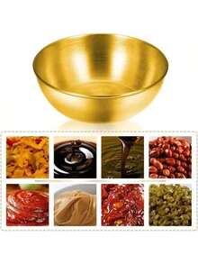 1/5/10/20个装 3.23英寸不锈钢酱油碟，迷你单碟圆形调味碟，寿司蘸酱碗，小吃碟，奶油碟，番茄酱芝士碟，可用洗碗机清洗，金色 - 金色 - 查看 2