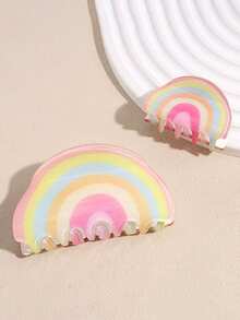 1个多巴胺甜美彩虹趣味迷你创意亚克力发爪夹，可爱发爪，半圆形夹子，适合马尾辫、发髻，时尚百搭的女士夏季海滩度假发夹，假日旅行必备 - 彩色 - 查看 8