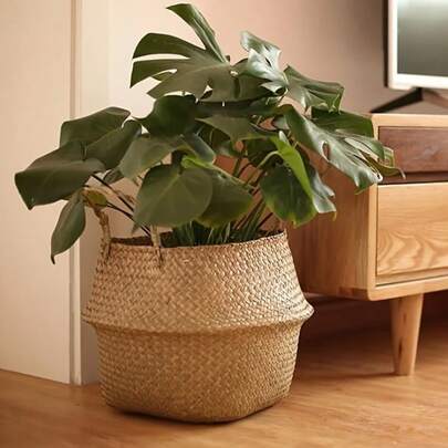 Vine Woven Basket, Circular Vase Shape, Living Room Ornament, Plant Decoration, Hand-Held Flowerpot, BIRD's NEST Potted Plant, Very Suitable For Home Decoration And Storage, Box,Cabinet,Rack For Outdoor Storage