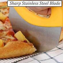 Premium Pizza Cutter Food Chopper With Protective Cover Blade Pizza Knife Pizza Cutter Rocker, Perfect Kitchen Gadgets For Pizza Cutting Home Essentials, Pizza, Cheesecake And Desserts Are Essential For Outdoor Activities And Parties. - Yellow - View 8