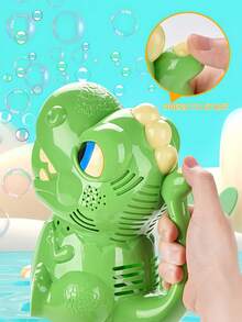 Dinosaur Bubble Machine, Kids Bubble Blower, Summer Indoor/Outdoor Toy, Dinosaur Party Gift, Children's Birthday Gift (Green) - Green - View 3