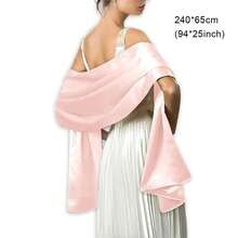Wedding Ceremony Dance Ball Women Satin Shawl Girls Evening Party Banquet Prom Long Scarf Simple Design Solid Color - 黑色 - 查看 9