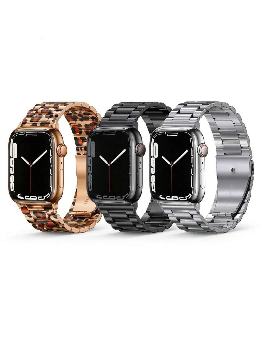 1 pieza Brazalete de acero inoxidable sólido y de moda compatible con Apple Watch de 38mm, 40mm, 41mm, 42mm, 44mm, 45mm, 46mm, 49mm, correa elegante apta para Apple Watch Series Ultra 3/2/1 11 10 9 8 7 SE3 6 5 4 3 2 1, brazalete de reloj inteligente de moda para Apple Watch