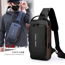 Tas Selempang Dada Pria dengan Kunci Sandi Anti-Pencurian, Teknologi Anti-Pencurian dan Kunci Tombol Digital - Tali yang Dapat Diatur, Perangkat Keras Warna Emas, Kain Tahan Lama, Kompartemen Resleting dan Kompatibilitas Port, Cocok untuk Sepeda Motor, Perjalanan, Gym, Penggunaan Sehari-hari - Acara Kasual dan Formal (Hitam/Cokelat) - Muat Smartphone dan Barang-Barang Penting - MultiWarna - View 5