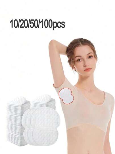 10/20/50/100pcs Reusable Sweat Pads, Washable Absorbing Patches, Anti-Sweat Deodorizing Stickers, Breathable Moisture-Wicking Stickers, Keep Dry & Confident All Day, Suitable For Daily Life, Work, Workout, All Seasons, Gym, Invisible & Seamless, Summer Cooling, Beach, Travel