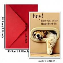 1pc/5pcs Birthday Greeting Dog Cards With Envelopes, Natural & Friendly Blessing Gift Cards For Birthday Party - A - View 2