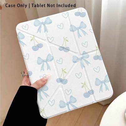 Acrylic Crystal Tablet Protective Case With Stand, Featuring Light Blue Bow, Cherry, Heart Patterns, Compatible With Samsung A9/A9+/S9/S9FE/A11/A11+/S11/S10 FE/S10 FE+/S10 Lite, Apple Air 5/6, Honor, Matepad SE 11, And Other Popular Models. Foldable, Silicone Reinforced Corners, Auto Wake/Sleep Function, Built-In Pen Slot, Multi-Angle Adjustable Stand - Perfect Daily Protection, Ideal Gift.