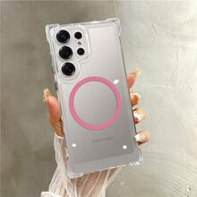 Galaxy S26 Ultra S21 S23 S22 S24 S25 Plus Transparent Magnetic Phone Case, Luxury Rugged And Drop-Proof Protective Case - Pink - View 4