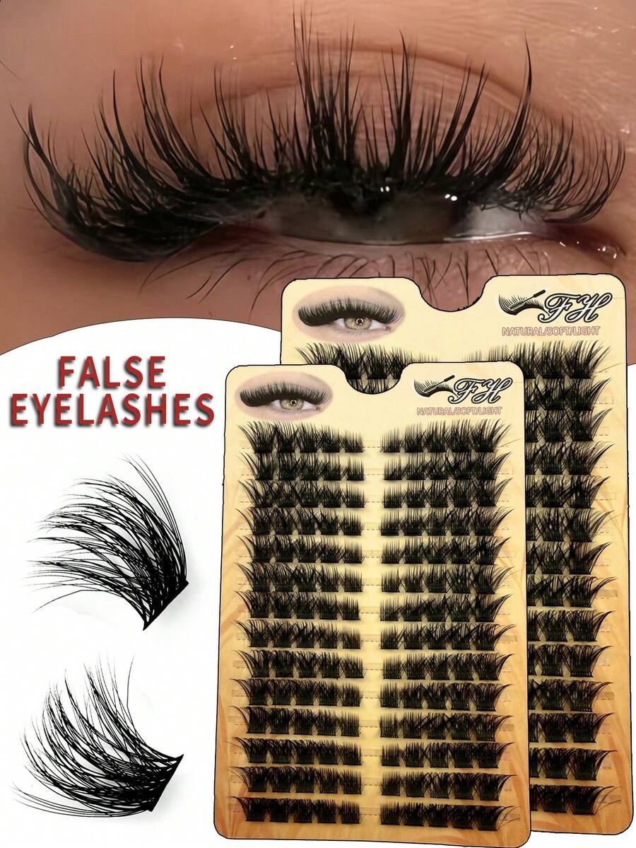 140pcs Faux Mink Lashes,0.07mm D-Curl Fiuffy, 8-16mm Mixed, SuperThick & Voluminous False Eyelashes, EyelashExtension, Makeup Lashes, Lash Clusters,Individual Lashes, False Lashes - C - View 1