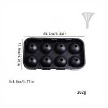 1pc Round Ice Cube Mold Tray With Funnel, For Making 4/6/8 Round Ice Cubes, Whiskey Cocktail Large Round Ice Cube Tray - Black - View 13