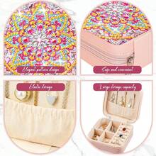 2pcs Diamond Painting Jewelry Box Set, Mandala Pattern, Canvas Material, Size 10*10*5cm, Asymmetric Crystal Diamond Painting Makeup Bag Kit, Suitable For Storing Earrings, Rings, Bracelets, Necklaces And Other Small Items, Ideal For Daily Use, Travel And Holiday Gifts - View 3