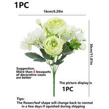 1/4 Bouquet de pivoines en soie artificielle et d'hortensias pour la décoration de mariage DIY, bouquet de mariée, fleur de poignet, corsage, fleur de tête, accessoires décoratifs, décoration de voiture de mariage, décoration d'arche de porte, maison, restaurant, chambre à coucher, décoration de vase, matériel de décoration de fête d'anniversaire, cadeaux de la Saint-Valentin et du Nouvel An, décoration de rama, cérémonie de remise des diplômes de rama, E-I-D - Vert - Voir 7