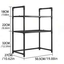 1-Pack Multi-Layer Kitchen Storage Rack - Microwave Oven Kitchen Storage Rack, Adjustable Storage Rack With Hooks, Kitchen Storage Rack, Multi-Functional Storage Rack, Thickened Seasoning Storage Rack With Armrests And Hooks - Multicolor - View 2