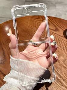 TPU Minimalist Transparent Crystal Flip Protective Case, Suitable For Samsung Galaxy Z Flip 7/6/5/4/3, Anti-Fall Anti-Yellowing Phone Protective Cover - Clear - View 2