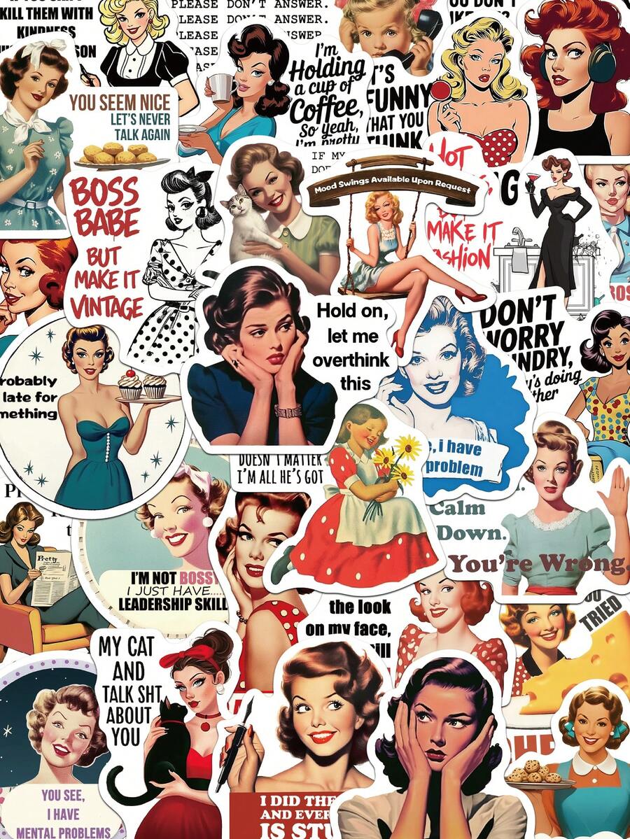 50pcs Women's Quote Stickers For Scrapbook Suitcase Laptop Cases Phone Cases Suitcases Guitars And Skateboards Stickers - A - View 1