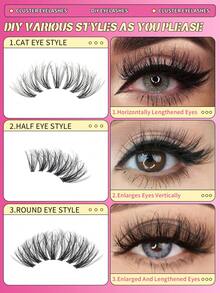 704片假睫毛，D卷度，5-18毫米大容量DIY睫毛簇，自然妆效，下睫毛，便携，高品质单簇假睫毛，化妆用品，3D效果睫毛簇，30D+40D+50D - D - 查看 4