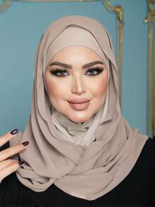 1件装女士纯色简约百搭穆斯林速戴头巾,套头式设计,方便快捷佩戴,纯色简约休闲优雅经典百搭,内置雪纺围巾,柔软雪纺面料,舒适透气,适合日常佩戴。 - instant hijab - 查看 24