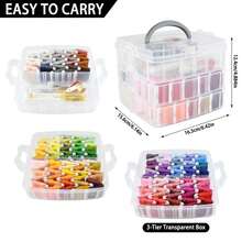Sew Crafty 237-Piece Embroidery Thread Set, Includes 200 Colored Threads, 8 Meters Of Cross-Stitch Sewing Thread, A Spool Box, 37 Cross-Stitch Tools, And A 3-Layer Transparent Storage Box - 150 Color Set - View 7