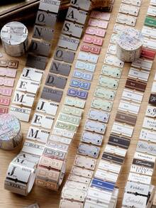 1 Roll English Text Decorative Adhesive Tape, Suitable For Scrapbooking, Planner, Diary, Magazine Collage - Label Font Series - View 12