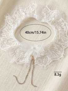 European And American Sexy White Lace Trim Double Bow Gold Chain Zirconia Bridal Thigh Garter - White - View 6