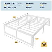 Allewie Twin/Ful/Queen/King Size Bed Frame, 14 Inch Metal Platform Bed Frame With 4000LBS Heavy Duty Steel Slats Support, Noise Free, Easy Assembly, No Box Spring Needed, White - trắng - Xem 10