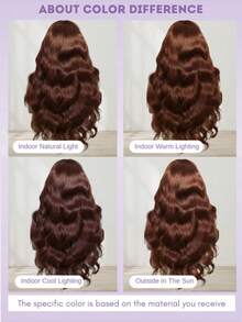 13x6/13x4/5x5蕾丝前假发，无需胶水，混合真人发，200%密度，波浪卷，高清蕾丝前额，透明发际线，原生发，婴儿发，女士款 - 棕色 - 查看 11