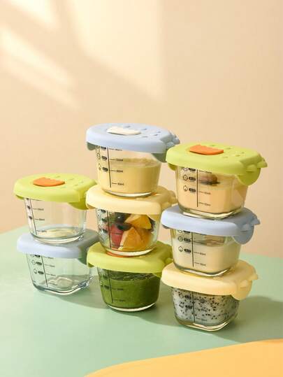 单件装儿童辅食碗，卡通儿童饭碗，婴儿辅食碗，果泥碗。材质：高硼硅玻璃+硅胶。适用于蒸煮、微波炉加热、冷藏和冷冻。碗盖带有透气孔和360度嵌入式密封盖，密封性极佳，防止蒸煮过程中营养流失。可高温煮沸。最大容量：230毫升。购买前请查看尺寸对比图。