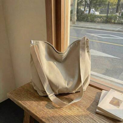 1 pieza, 46cm*15cm*34cm, Bolso de hombro de nailon de gran capacidad, mochila de moda, bolso bandolera, correa ajustable, unicolor, unisex, adecuado para mujeres, hombres, estudiantes, trabajadores de oficina, vacaciones, viajes, regalo, compras