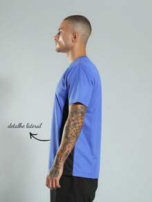 FITNATION Men's Fitness Gym T-Shirt In DRYFIT Fabric With Quick-Drying Sweat And Side Detail - Royal Blue - View 3