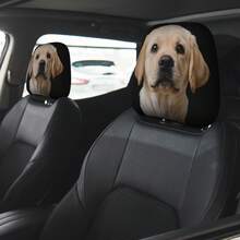 2pcs Sheepdog Print Car Headrest Covers - New Double-Sided Design Fits All Vehicles, Easy Installation - Funny Car Interior Decor For Male/Female Drivers/Passengers - Durable Fabric Headrest Protectors With Eye-Catching Print - Hat - View 5