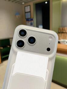 2-In-1 Minimalist White Card Holder Phone Case, Soft-Touch Semi-Transparent Matte Anti-Scratch Anti-Fingerprint Phone Case, Suitable For Daily Commute/Gift Giving, Compatible With IPhone & Galaxy - White - View 10